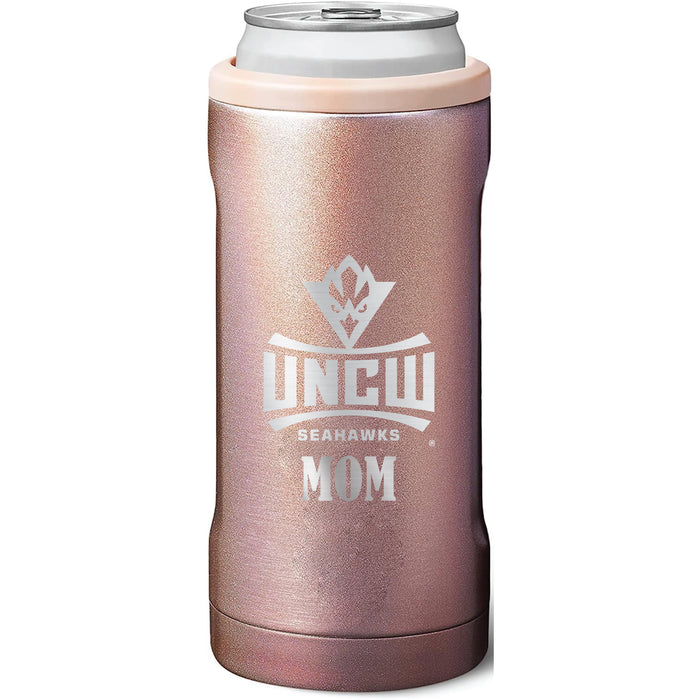 BruMate Slim Insulated Can Cooler with UNC Wilmington Seahawks Mom Primary Logo