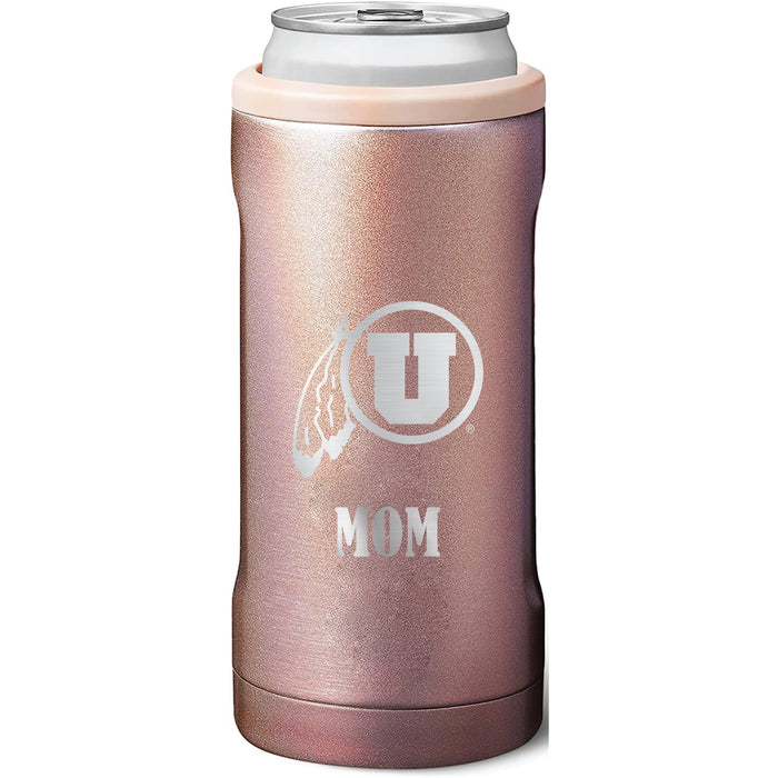 BruMate Slim Insulated Can Cooler with Utah Utes Mom Primary Logo