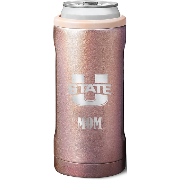 BruMate Slim Insulated Can Cooler with Utah State Aggies Mom Primary Logo