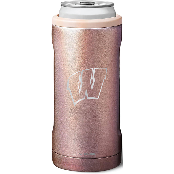 BruMate Slim Insulated Can Cooler with Wisconsin Badgers Primary Logo