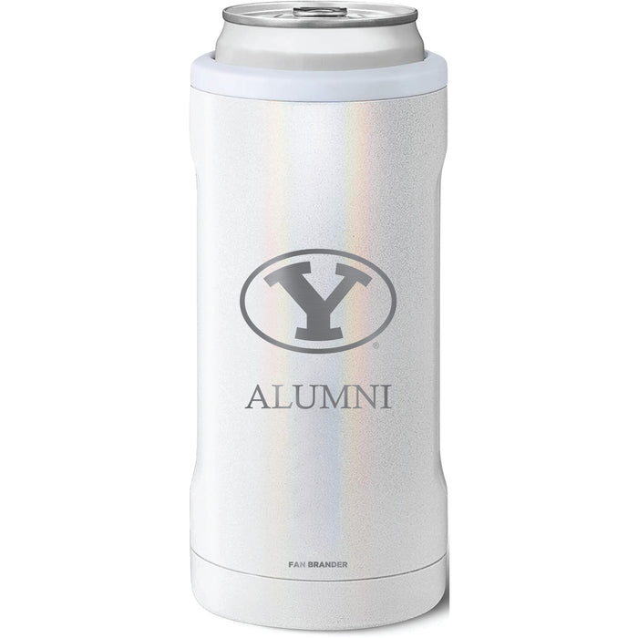 BruMate Slim Insulated Can Cooler with Brigham Young Cougars Alumni Primary Logo