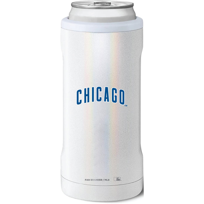 BruMate Slim Insulated Can Cooler with Chicago Cubs Wordmark Logo