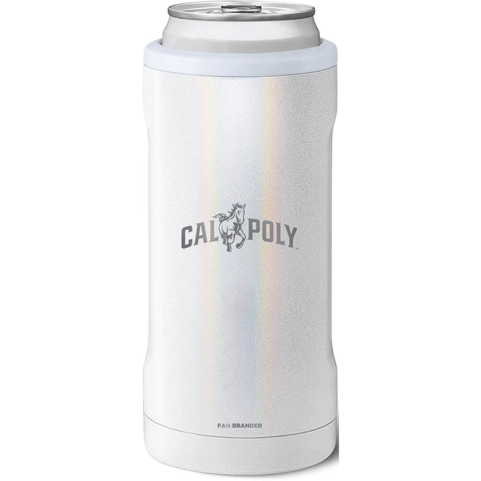 BruMate Slim Insulated Can Cooler with Cal Poly Mustangs Primary Logo