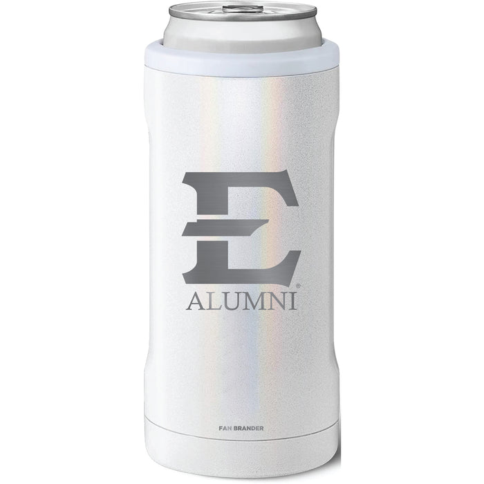 BruMate Slim Insulated Can Cooler with Eastern Tennessee State Buccaneers Alumni Primary Logo