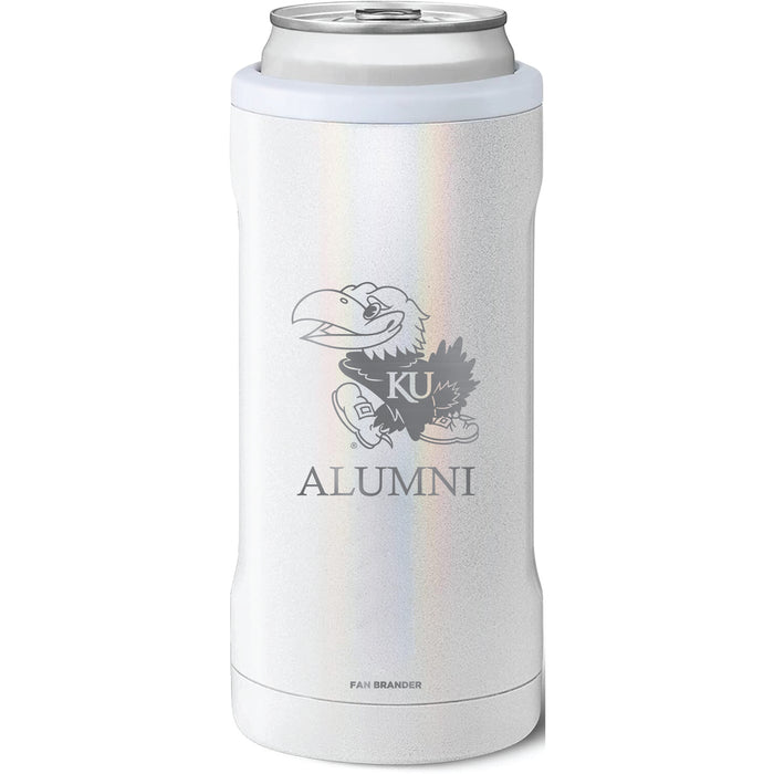 BruMate Slim Insulated Can Cooler with Kansas Jayhawks Alumni Primary Logo