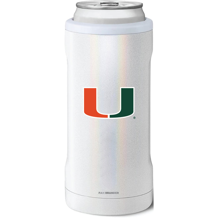 BruMate Slim Insulated Can Cooler with Miami Hurricanes Primary Logo