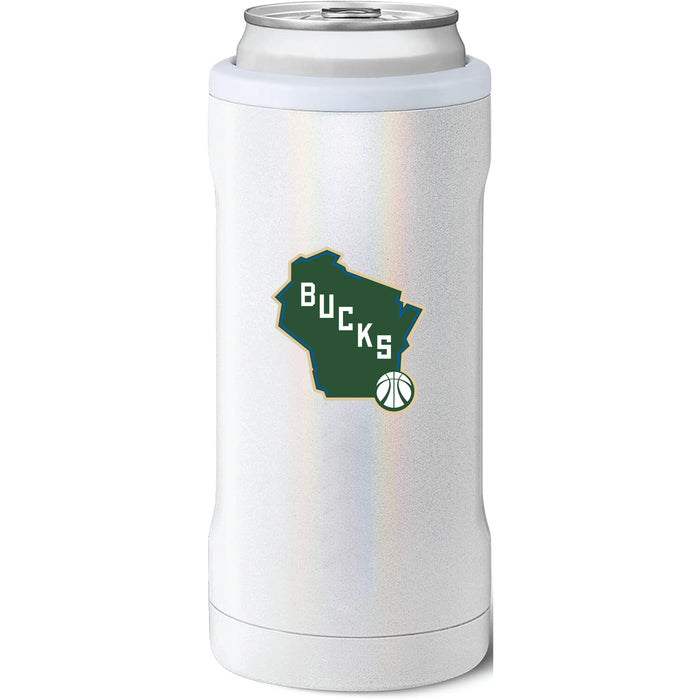 BruMate Slim Insulated Can Cooler with Milwaukee Bucks Alternate 2 Logo