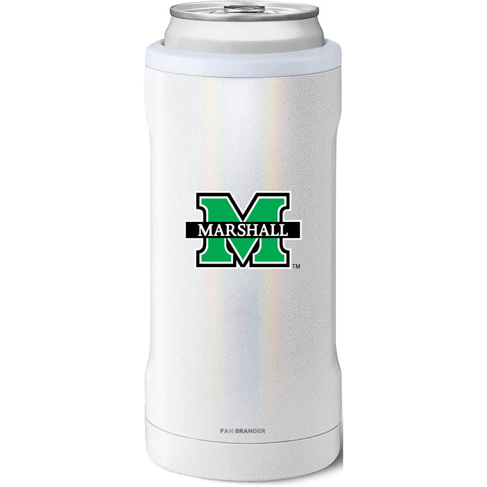 BruMate Slim Insulated Can Cooler with Marshall Thundering Herd Primary Logo