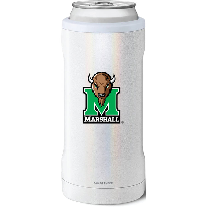 BruMate Slim Insulated Can Cooler with Marshall Thundering Herd Secondary Logo