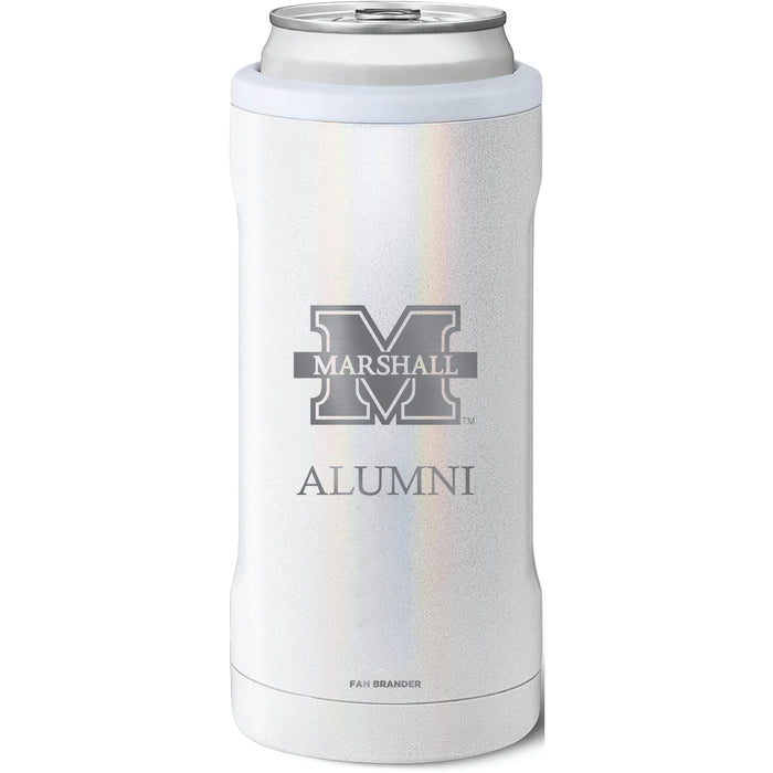 BruMate Slim Insulated Can Cooler with Marshall Thundering Herd Alumni Primary Logo