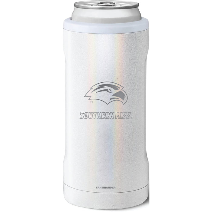BruMate Slim Insulated Can Cooler with Southern Mississippi Golden Eagles Primary Logo