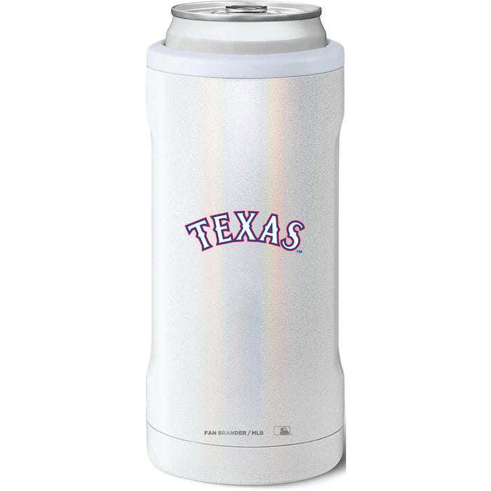 BruMate Slim Insulated Can Cooler with Texas Rangers Wordmark Logo