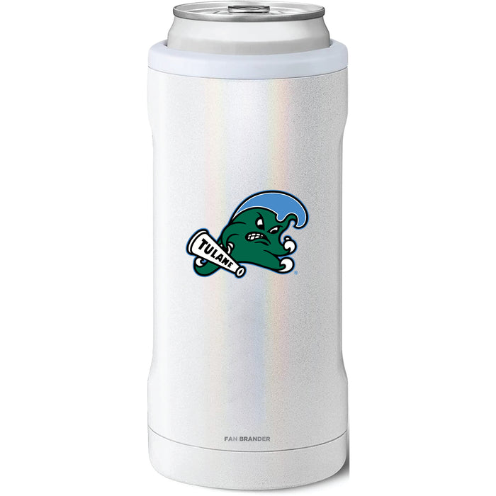 BruMate Slim Insulated Can Cooler with Tulane Green Wave Primary Logo