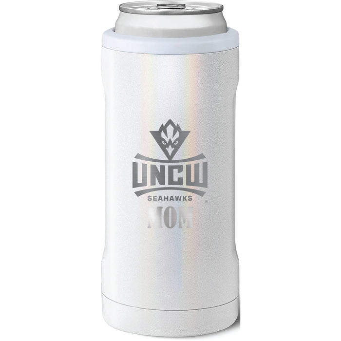 BruMate Slim Insulated Can Cooler with UNC Wilmington Seahawks Mom Primary Logo