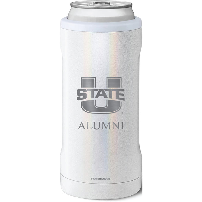 BruMate Slim Insulated Can Cooler with Utah State Aggies Alumni Primary Logo