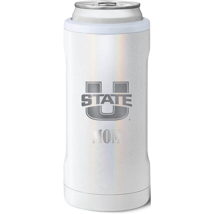 BruMate Slim Insulated Can Cooler with Utah State Aggies Mom Primary Logo