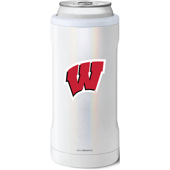 BruMate Slim Insulated Can Cooler with Wisconsin Badgers Primary Logo