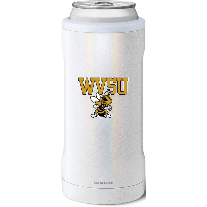 BruMate Slim Insulated Can Cooler with West Virginia State Univ Yellow Jackets Primary Logo