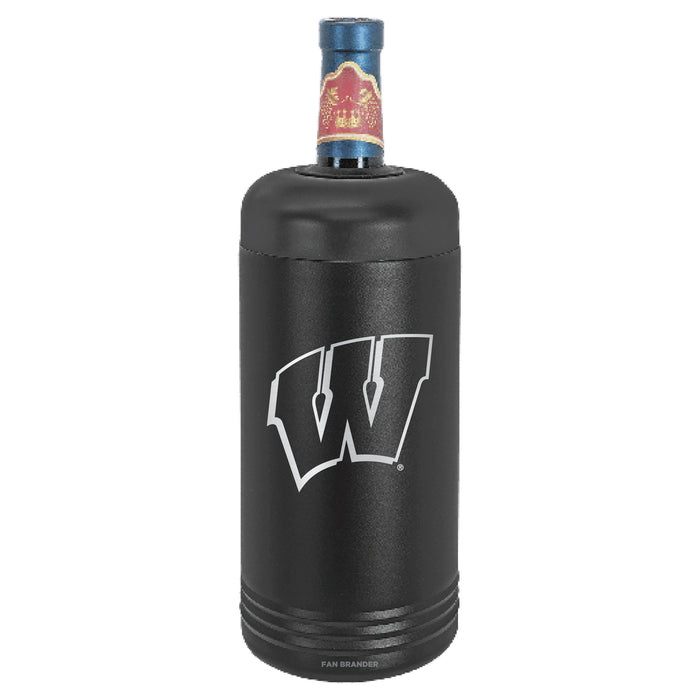 Fan Brander Wine Chiller Tumbler with Wisconsin Badgers Etched Primary Logo