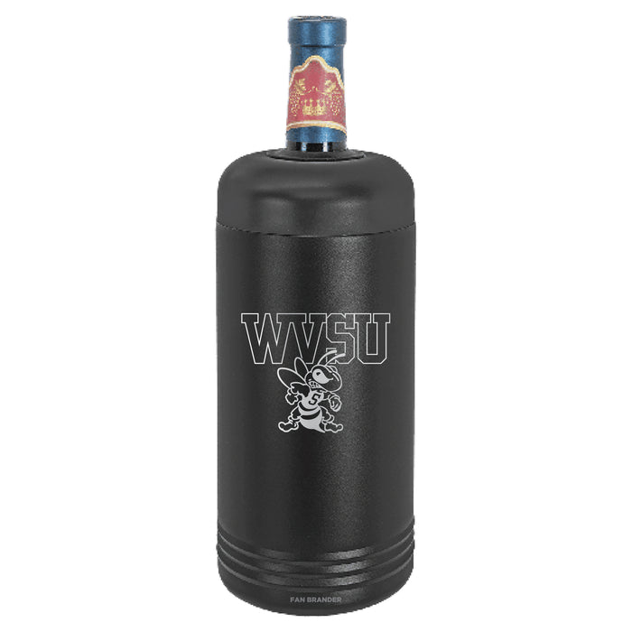 Fan Brander Wine Chiller Tumbler with West Virginia State Univ Yellow Jackets Etched Primary Logo