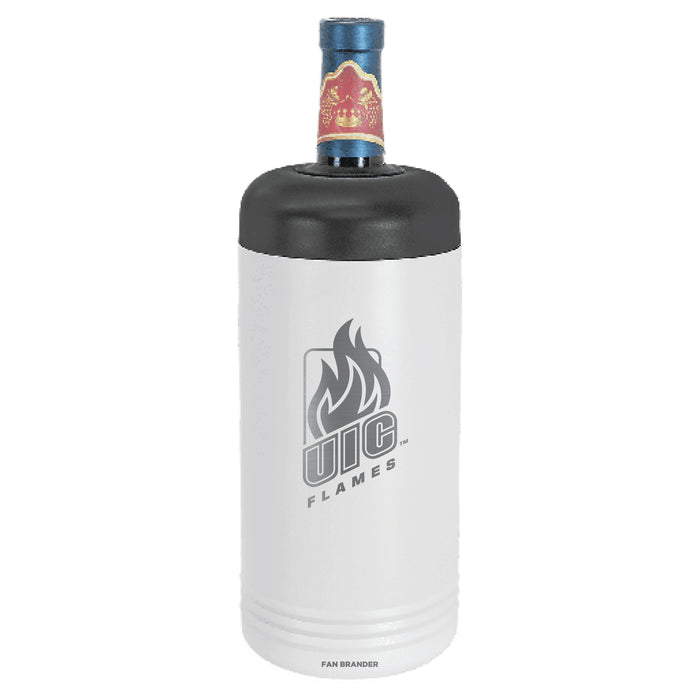 Fan Brander Wine Chiller Tumbler with Illinois @ Chicago Flames Etched Primary Logo