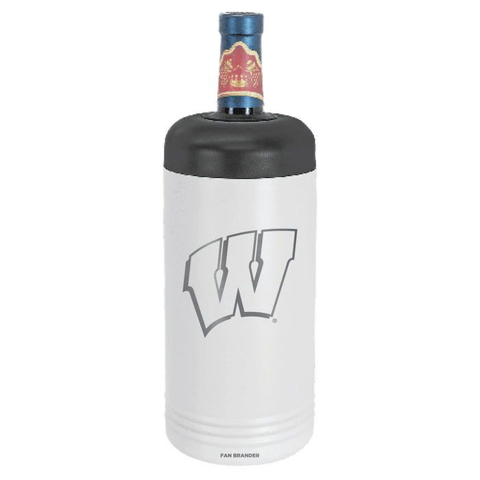 Fan Brander Wine Chiller Tumbler with Wisconsin Badgers Etched Primary Logo