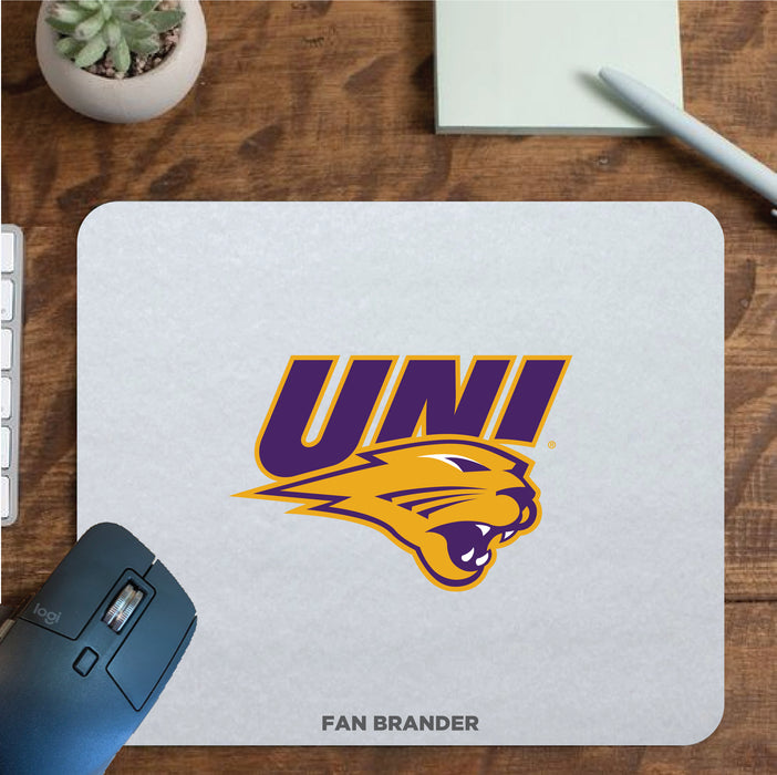 Fan Brander Mousepad with Northern Iowa Panthers design, for home, office and gaming.