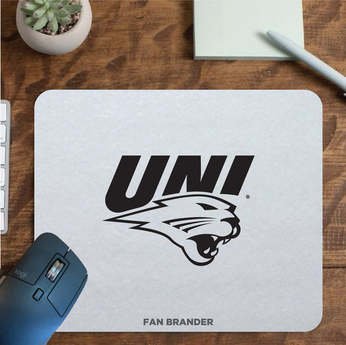 Fan Brander Mousepad with Northern Iowa Panthers design, for home, office and gaming.