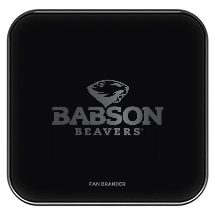 Fan Brander Fast Charging Wireless Charger with Babson University laser etched Primary Logo