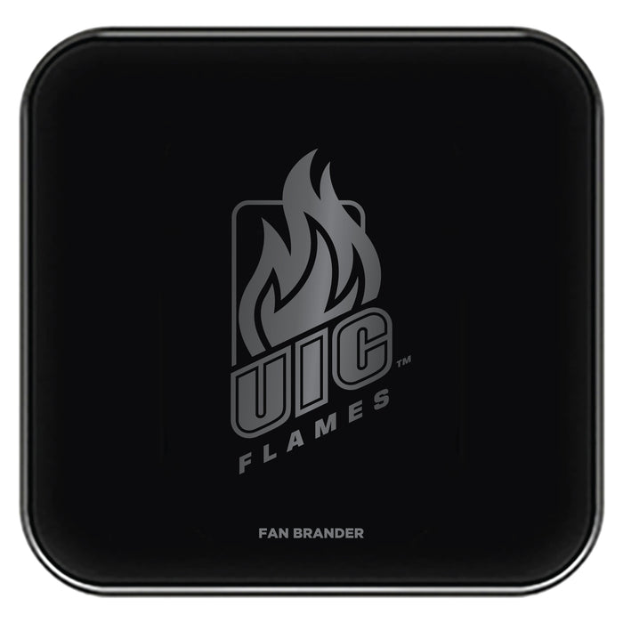 Fan Brander Fast Charging Wireless Charger with Illinois @ Chicago Flames laser etched Primary Logo