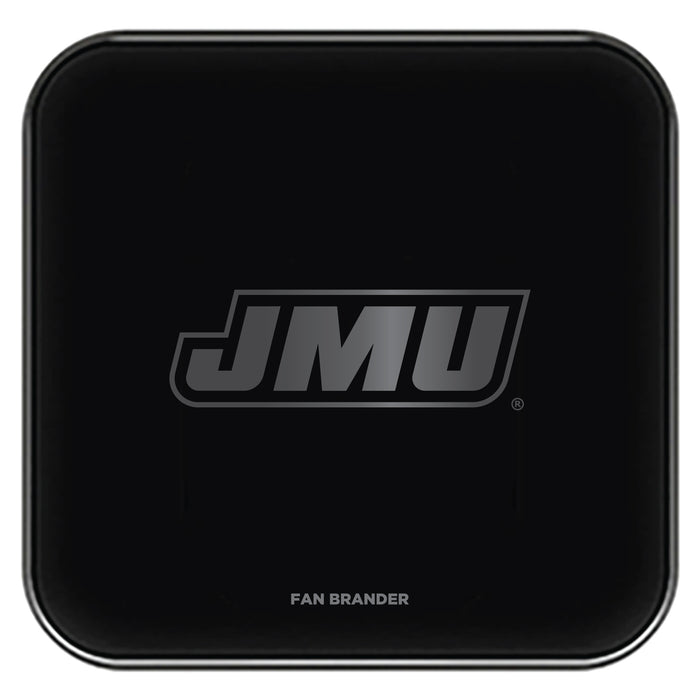 Fan Brander Fast Charging Wireless Charger with James Madison Dukes laser etched Primary Logo