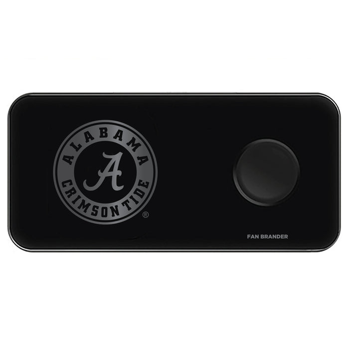 Fan Brander 3 in 1 Glass Wireless Charger with Alabama Crimson Tide laser etched Primary Logo