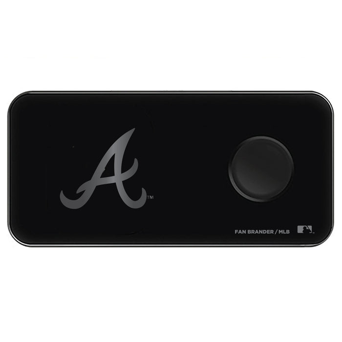 Fan Brander 3 in 1 Glass Wireless Charger with Atlanta Braves laser etched Primary Logo