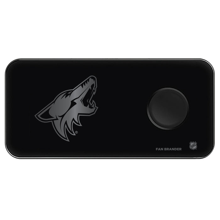 Fan Brander 3 in 1 Glass Wireless Charger with Arizona Coyotes laser etched Primary Logo