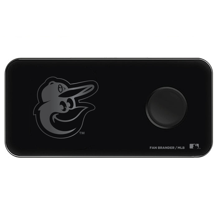Fan Brander 3 in 1 Glass Wireless Charger with Baltimore Orioles laser etched Primary Logo