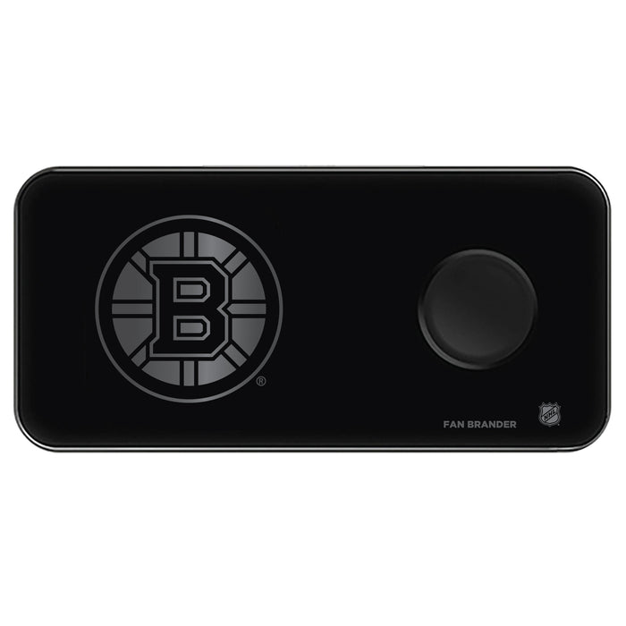 Fan Brander 3 in 1 Glass Wireless Charger with Boston Bruins laser etched Primary Logo