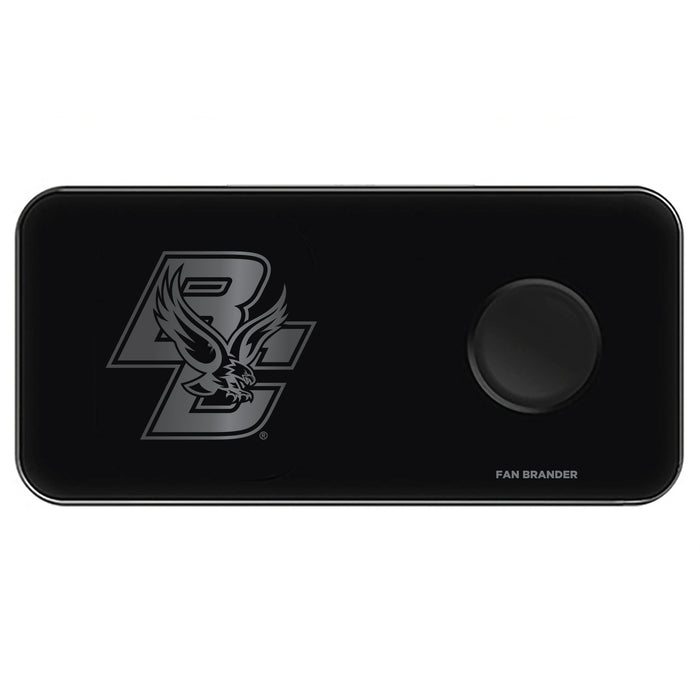 Fan Brander 3 in 1 Glass Wireless Charger with Boston College Eagles laser etched Primary Logo