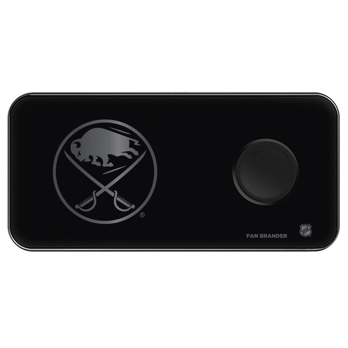 Fan Brander 3 in 1 Glass Wireless Charger with Buffalo Sabres laser etched Primary Logo