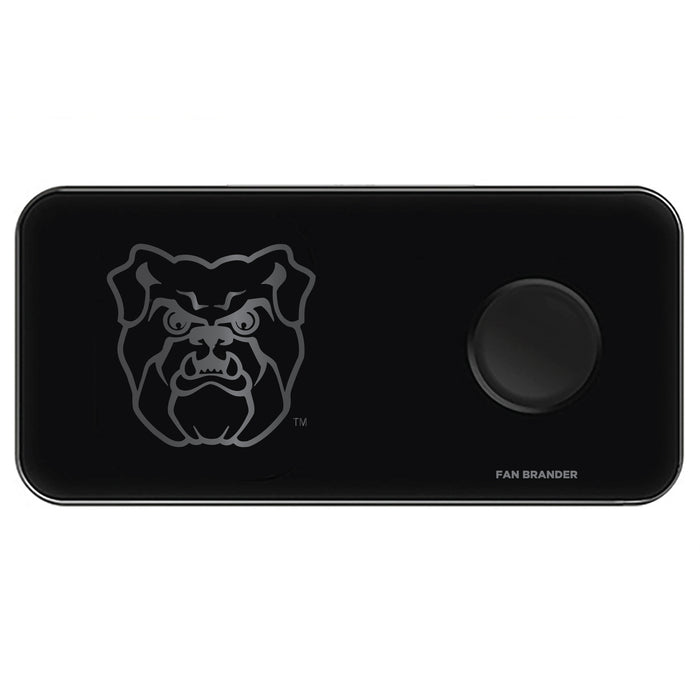 Fan Brander 3 in 1 Glass Wireless Charger with Butler Bulldogs laser etched Primary Logo