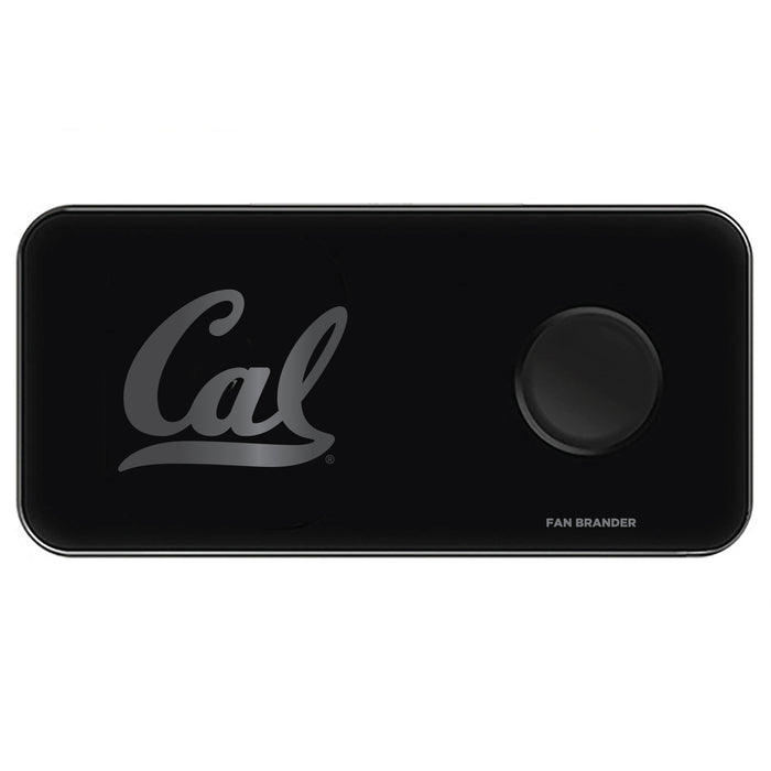 Fan Brander 3 in 1 Glass Wireless Charger with California Bears laser etched Primary Logo