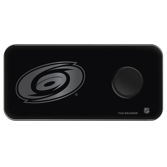Fan Brander 3 in 1 Glass Wireless Charger with Carolina Hurricanes laser etched Primary Logo