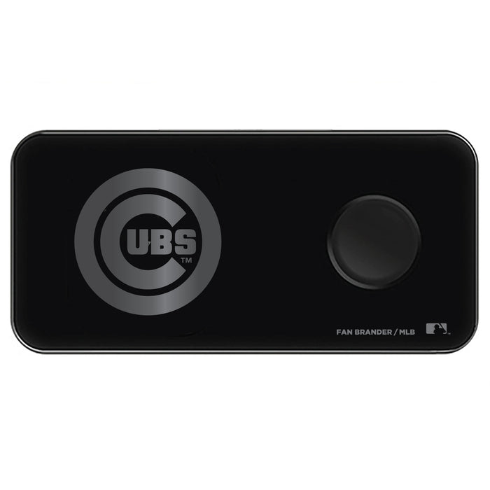 Fan Brander 3 in 1 Glass Wireless Charger with Chicago Cubs laser etched Primary Logo