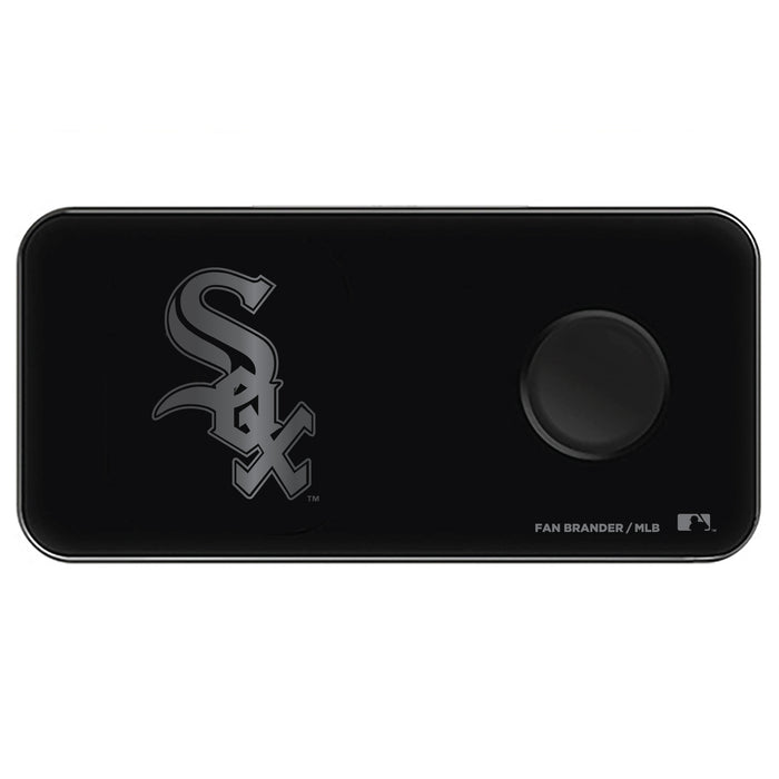 Fan Brander 3 in 1 Glass Wireless Charger with Chicago White Sox laser etched Primary Logo