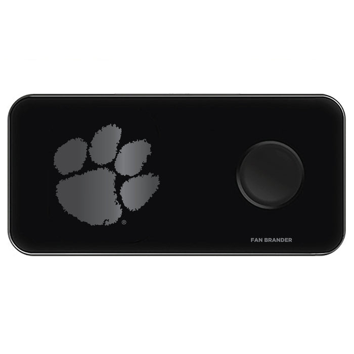 Fan Brander 3 in 1 Glass Wireless Charger with Clemson Tigers laser etched Primary Logo