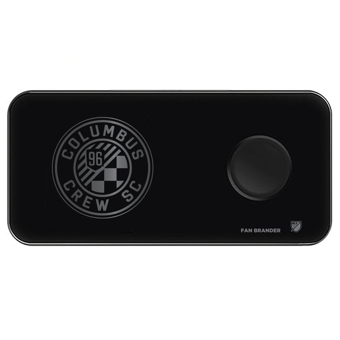 Fan Brander 3 in 1 Glass Wireless Charger with Columbus Crew SC laser etched Primary Logo