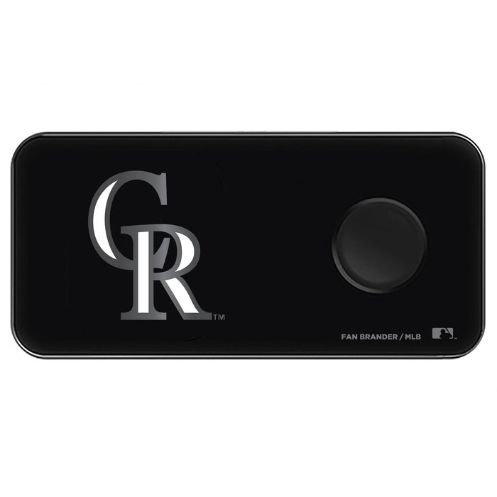 Fan Brander 3 in 1 Glass Wireless Charger with Colorado Rockies laser etched Primary Logo