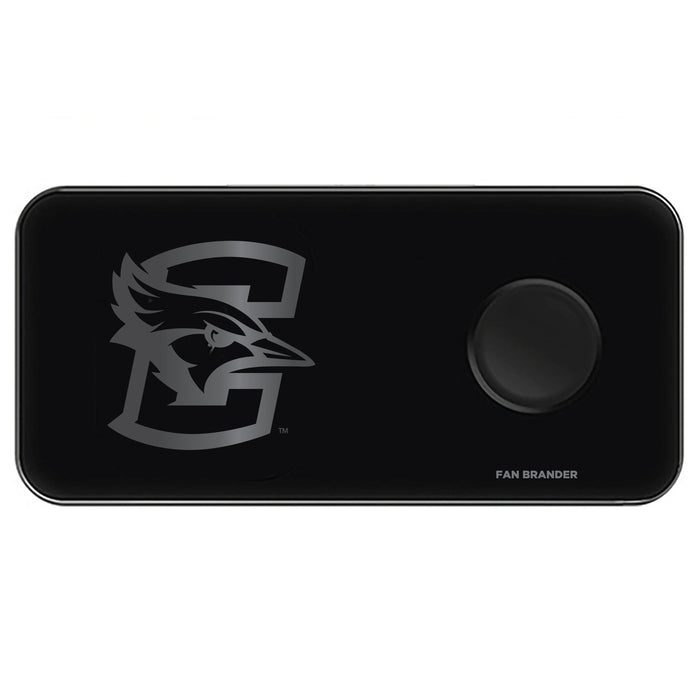 Fan Brander 3 in 1 Glass Wireless Charger with Creighton University Bluejays laser etched Primary Logo