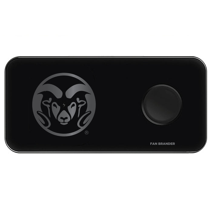 Fan Brander 3 in 1 Glass Wireless Charger with Colorado State Rams laser etched Primary Logo