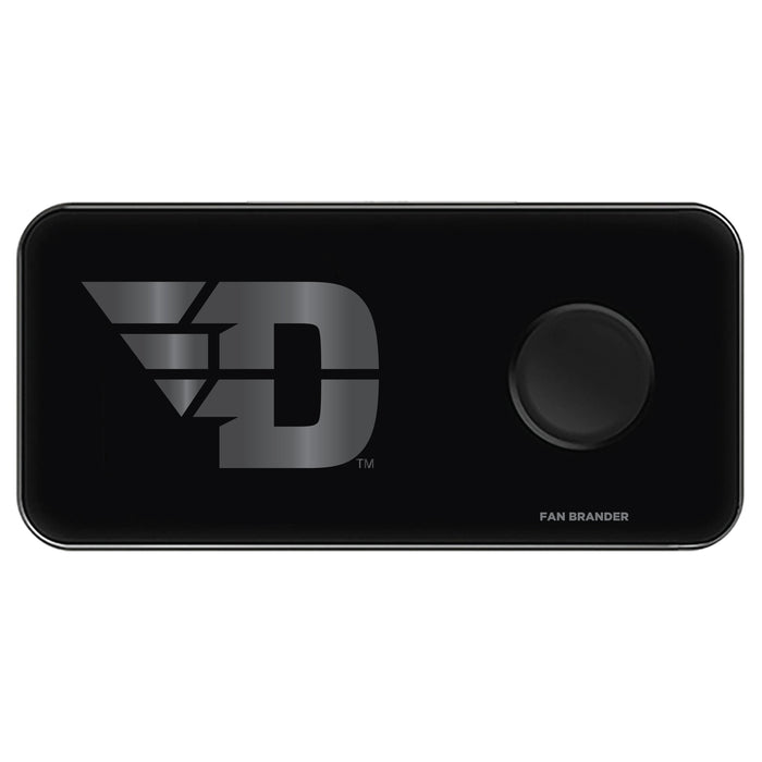 Fan Brander 3 in 1 Glass Wireless Charger with Dayton Flyers laser etched Primary Logo