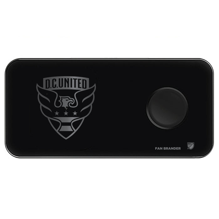 Fan Brander 3 in 1 Glass Wireless Charger with D.C. United laser etched Primary Logo